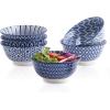 imageSelamica Blue and White Porcelain 20oz Cereal Bowl Set  Set of 6 6 inch Soup Bowls Ceramic bowls for Cereal Soup Salad and Pasta Vintage BlueVintage Blue