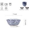 imageSelamica Blue and White Porcelain 20oz Cereal Bowl Set  Set of 6 6 inch Soup Bowls Ceramic bowls for Cereal Soup Salad and Pasta Vintage BlueVintage Blue