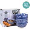 imageSelamica Blue and White Porcelain 20oz Cereal Bowl Set  Set of 6 6 inch Soup Bowls Ceramic bowls for Cereal Soup Salad and Pasta Vintage BlueVintage Blue