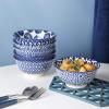 imageSelamica Blue and White Porcelain 20oz Cereal Bowl Set  Set of 6 6 inch Soup Bowls Ceramic bowls for Cereal Soup Salad and Pasta Vintage BlueVintage Blue