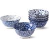 imageSelamica Blue and White Porcelain 20oz Cereal Bowl Set  Set of 6 6 inch Soup Bowls Ceramic bowls for Cereal Soup Salad and Pasta Vintage BlueVintage Blue