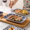 imageSelamica Ceramic 8 inch Rectangular Salad Plates Dinner Plates Pasta Dessert Plates for Appetizer Sushi Fruit  MicrowaveovenDishwasher Safe Set of 6 Vintage BlueVintage Blue