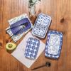 imageSelamica Ceramic 8 inch Rectangular Salad Plates Dinner Plates Pasta Dessert Plates for Appetizer Sushi Fruit  MicrowaveovenDishwasher Safe Set of 6 Vintage BlueVintage Blue