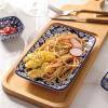 imageSelamica Ceramic 8 inch Rectangular Salad Plates Dinner Plates Pasta Dessert Plates for Appetizer Sushi Fruit  MicrowaveovenDishwasher Safe Set of 6 Vintage BlueVintage Blue