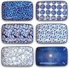 imageSelamica Ceramic 8 inch Rectangular Salad Plates Dinner Plates Pasta Dessert Plates for Appetizer Sushi Fruit  MicrowaveovenDishwasher Safe Set of 6 Vintage BlueVintage Blue