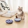 imageSelamica Ceramic Cat Food Bowls Set of 4 56 Inch Wide Shallow Cat BowlsDishes for Food and Water 8 OZ Small Flat Cat Feeding Bowls for Relief Whisker Fatigue Dishwasher Safe Vintage BlueVintage Blue