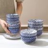 imageSelamica Ceramic Cereal Bowls Set of 6 24 Oz Deep Soup Bowls for Kitchen 59 Inch Porcelain Dessert Bowls for Salad Pasta Oatmeal Ramen Microwave Dishwasher Safe Set of 6 Vintage BlueVintage Blue