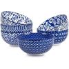 imageSelamica Ceramic Cereal Bowls Set of 6 24 Oz Deep Soup Bowls for Kitchen 59 Inch Porcelain Dessert Bowls for Salad Pasta Oatmeal Ramen Microwave Dishwasher Safe Set of 6 Vintage BlueVintage Blue