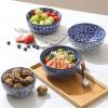 imageSelamica Ceramic Cereal Bowls Set of 6 24 Oz Deep Soup Bowls for Kitchen 59 Inch Porcelain Dessert Bowls for Salad Pasta Oatmeal Ramen Microwave Dishwasher Safe Set of 6 Vintage BlueVintage Blue