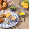 imageSelamica Ceramic Cereal Bowls Set of 6 24 Oz Deep Soup Bowls for Kitchen 59 Inch Porcelain Dessert Bowls for Salad Pasta Oatmeal Ramen Microwave Dishwasher Safe Set of 6 Vintage BlueVintage Blue