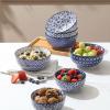imageSelamica Ceramic Cereal Bowls Set of 6 24 Oz Deep Soup Bowls for Kitchen 59 Inch Porcelain Dessert Bowls for Salad Pasta Oatmeal Ramen Microwave Dishwasher Safe Set of 6 Vintage BlueVintage Blue