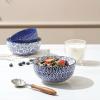 imageSelamica Ceramic Cereal Bowls Set of 6 24 Oz Deep Soup Bowls for Kitchen 59 Inch Porcelain Dessert Bowls for Salad Pasta Oatmeal Ramen Microwave Dishwasher Safe Set of 6 Vintage BlueVintage Blue