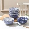 imageSelamica Ceramic Cereal Bowls Set of 6 24 Oz Deep Soup Bowls for Kitchen 59 Inch Porcelain Dessert Bowls for Salad Pasta Oatmeal Ramen Microwave Dishwasher Safe Set of 6 Vintage BlueVintage Blue
