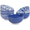 imageSelamica Ceramic Cereal Bowls Set of 6 24 Oz Deep Soup Bowls for Kitchen 59 Inch Porcelain Dessert Bowls for Salad Pasta Oatmeal Ramen Microwave Dishwasher Safe Set of 6 Vintage BlueVintage Blue