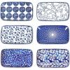 imageSelamica Ceramic 8 inch Rectangular Salad Plates Dinner Plates Pasta Dessert Plates for Appetizer Sushi Fruit  MicrowaveovenDishwasher Safe Set of 6 Vintage BlueVintage Blue