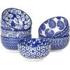 imageSelamica Ceramic Cereal Bowls Set of 6 24 Oz Deep Soup Bowls for Kitchen 59 Inch Porcelain Dessert Bowls for Salad Pasta Oatmeal Ramen Microwave Dishwasher Safe Set of 6 Vintage BlueVintage Blue
