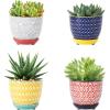 imageSelamica Ceramic Plant Pots 46 Inch Flower Pots for Indoor Plants Succulent Pots with Drainage Hole ampamp Saucer Succulent Planters for Succulent Cactus Home Decor Set of 4 Vintage BlueAssorted Colors