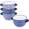 imageSelamica Ceramic Soup Bowls with Handles French Onion Soup Crocks 20 OZ Oven Safe Soup Bowls for French Onion Chili Beef Stew Cereal Pot Pies Set of 4 Vintage Blue