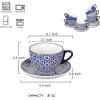 imageSelamica Ceramic 2 oz Espresso Cups Small Expresso Coffee Cup Set with Saucers Porcelain Mini Demitasse Cups for Latte Mocha Tea Set of 6 Vintage BlueVintage Blue