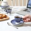 imageSelamica Ceramic 2 oz Espresso Cups Small Expresso Coffee Cup Set with Saucers Porcelain Mini Demitasse Cups for Latte Mocha Tea Set of 6 Vintage BlueVintage Blue