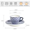 imageSelamica Ceramic 2 oz Espresso Cups Small Expresso Coffee Cup Set with Saucers Porcelain Mini Demitasse Cups for Latte Mocha Tea Set of 6 Vintage BlueVintage Blue