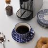 imageSelamica Ceramic 2 oz Espresso Cups Small Expresso Coffee Cup Set with Saucers Porcelain Mini Demitasse Cups for Latte Mocha Tea Set of 6 Vintage BlueVintage Blue