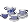 imageSelamica Ceramic 2 oz Espresso Cups Small Expresso Coffee Cup Set with Saucers Porcelain Mini Demitasse Cups for Latte Mocha Tea Set of 6 Vintage BlueVintage Blue