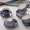 imageSelamica Ceramic 2 oz Espresso Cups Small Expresso Coffee Cup Set with Saucers Porcelain Mini Demitasse Cups for Latte Mocha Tea Set of 6 Vintage BlueVintage Blue