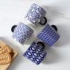imageSelamica Ceramic 35 Oz Espresso Cups Espresso Mugs 25 Inch Demitasse Cups Mini Coffee Cups for Latte Mocha Lungo Tea Set of 4 Vintage BlueVintage Blue