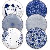imageSelamica Ceramic Dessert Plates Set of 6 Small Salad Plates 6 Inch Appetizer Plates for Kitchen Mini Dinner Plates for Cake Snacks Side Dish Microwave Dishwasher Safe Vintage BlueBlue