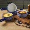 imageSelamica Ceramic Soup Crocks With Handles 15 OZ French Onion Soup Bowls Oven Safe Soup Bowls For Cereal Stew Chilli Pot Pies Baking Microwave Dishwasher Safe Set of 4 Vintage BlueVintage Blue
