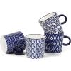 imageSelamica Ceramic 35 Oz Espresso Cups Espresso Mugs 25 Inch Demitasse Cups Mini Coffee Cups for Latte Mocha Lungo Tea Set of 4 Vintage BlueVintage Blue