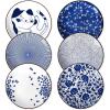 imageSelamica Ceramic Dessert Plates Set of 6 Small Salad Plates 6 Inch Appetizer Plates for Kitchen Mini Dinner Plates for Cake Snacks Side Dish Microwave Dishwasher Safe Vintage BlueBlue