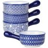 imageSelamica Ceramic Soup Crocks With Handles 15 OZ French Onion Soup Bowls Oven Safe Soup Bowls For Cereal Stew Chilli Pot Pies Baking Microwave Dishwasher Safe Set of 4 Vintage BlueVintage Blue