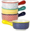 imageSelamica Ceramic Soup Crocks With Handles 15 OZ French Onion Soup Bowls Oven Safe Soup Bowls For Cereal Stew Chilli Pot Pies Baking Microwave Dishwasher Safe Set of 4 Vintage BlueAssorted Colors
