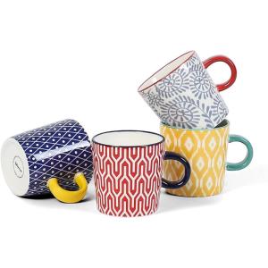 imageSelamica Ceramic 35 Oz Espresso Cups Espresso Mugs 25 Inch Demitasse Cups Mini Coffee Cups for Latte Mocha Lungo Tea Set of 4 Vintage BlueAssorted Colors
