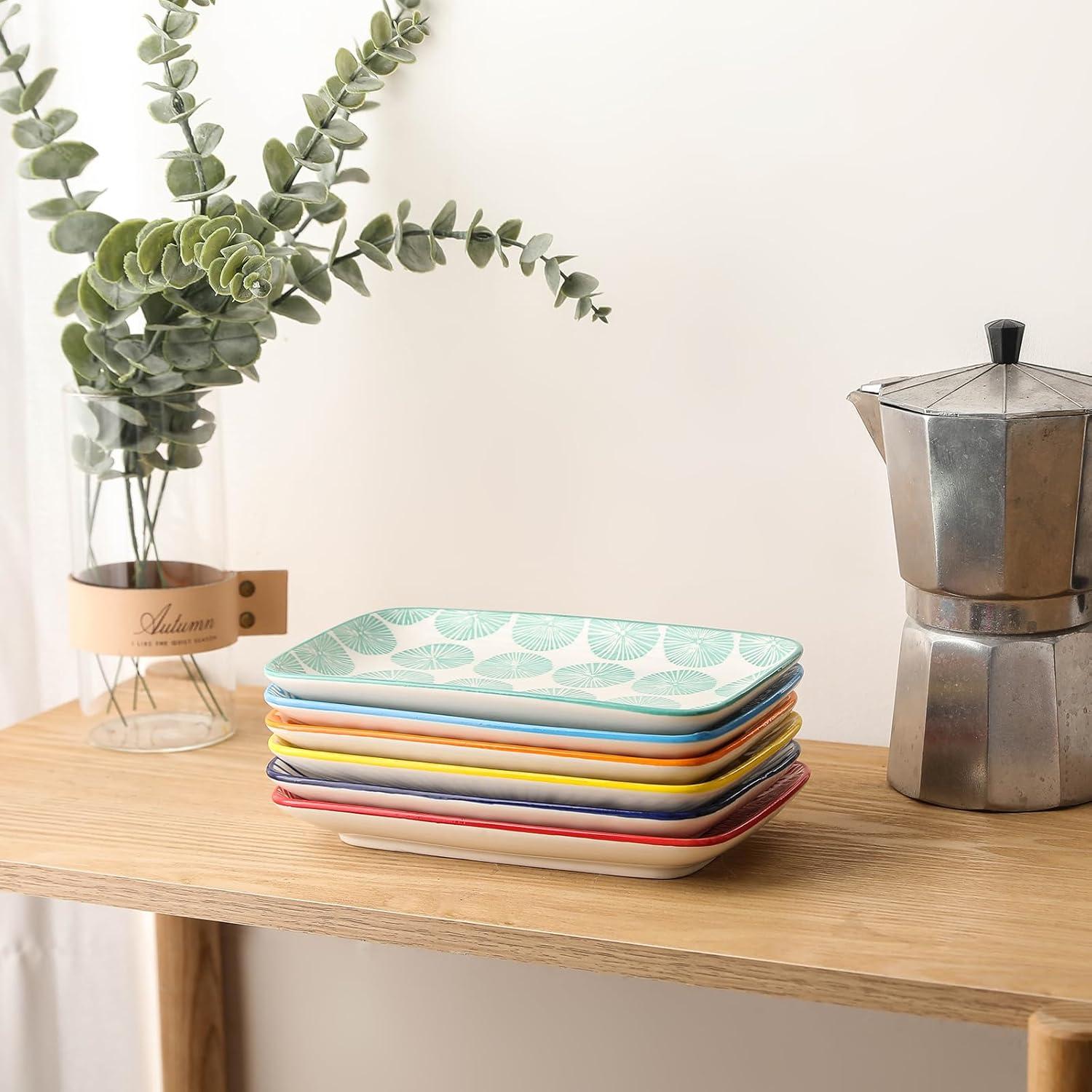 Selamica Ceramic Rectangular Salad Plates Set, Dinner Plate 9.4 Inch ...