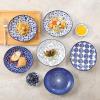 imageSelamica 8 inch Porcelain Oval Serving Bowls for Salad Dessert Oven Safe Dinner Plates Pasta Bowls Set of 6 Vintage Blue