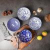 imageSelamica Ceramic Cereal Bowls Set 25 OZ Embossed Soup Bowls Dessert Bowls 59 Inch Ceramic Kitchen Bowls for Ramen Oatmeal Fruits Microwave Dishwasher Safe Set of 4 Blue