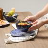 imageSelamica Ceramic Cereal Bowls Set 25 OZ Embossed Soup Bowls Dessert Bowls 59 Inch Ceramic Kitchen Bowls for Ramen Oatmeal Fruits Microwave Dishwasher Safe Set of 4 Blue