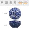 imageSelamica Ceramic Cereal Bowls Set 25 OZ Embossed Soup Bowls Dessert Bowls 59 Inch Ceramic Kitchen Bowls for Ramen Oatmeal Fruits Microwave Dishwasher Safe Set of 4 Blue
