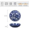 imageSelamica Ceramic Pasta Bowls Set 35 OZ Large Salad Bowls 85 Inch Embossed Pasta Plates Bowls for Kitchen Shallow Soup Bowls Serving Bowls Microwave ampamp Dishwasher Safe Set of 4 Blue