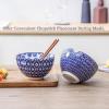 imageSelamica Ceramic Ramen Bowls Set 15 OZ Noodle Bowls for Kitchen with Chopsticks Deep Soup Bowls for Japanese Ramen Udon Soba Microwave Dishwasher Safe Set of 4 Assorted ColorsBlue A