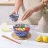 imageSelamica Ceramic Ramen Bowls Set 15 OZ Noodle Bowls for Kitchen with Chopsticks Deep Soup Bowls for Japanese Ramen Udon Soba Microwave Dishwasher Safe Set of 4 Assorted ColorsBlue A