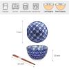 imageSelamica Ceramic Ramen Bowls Set 15 OZ Noodle Bowls for Kitchen with Chopsticks Deep Soup Bowls for Japanese Ramen Udon Soba Microwave Dishwasher Safe Set of 4 Assorted ColorsBlue A