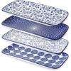 imageSelamica Ceramic Rectangular Salad Plates Set Dinner Plate 94 Inch Dessert Plates for Party Entertaining Small Serving Plates for Appetizers Sushi Fruit Set of 4 Vintage BlueVintage Blue