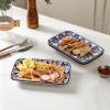 imageSelamica Ceramic Rectangular Salad Plates Set Dinner Plate 94 Inch Dessert Plates for Party Entertaining Small Serving Plates for Appetizers Sushi Fruit Set of 4 Vintage BlueVintage Blue