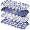 imageSelamica Ceramic Rectangular Salad Plates Set Dinner Plate 94 Inch Dessert Plates for Party Entertaining Small Serving Plates for Appetizers Sushi Fruit Set of 4 Vintage BlueVintage Blue