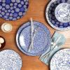 imageSelamica Dessert Plates Ceramic Embossed Small Plates 6 Inch Small Dinner Plates Appetizer Plates for Cake Snacks Microwave Dishwasher Safe Set of 4 BlueBlue