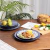 imageSelamica Dessert Plates Ceramic Embossed Small Plates 6 Inch Small Dinner Plates Appetizer Plates for Cake Snacks Microwave Dishwasher Safe Set of 4 BlueBlue